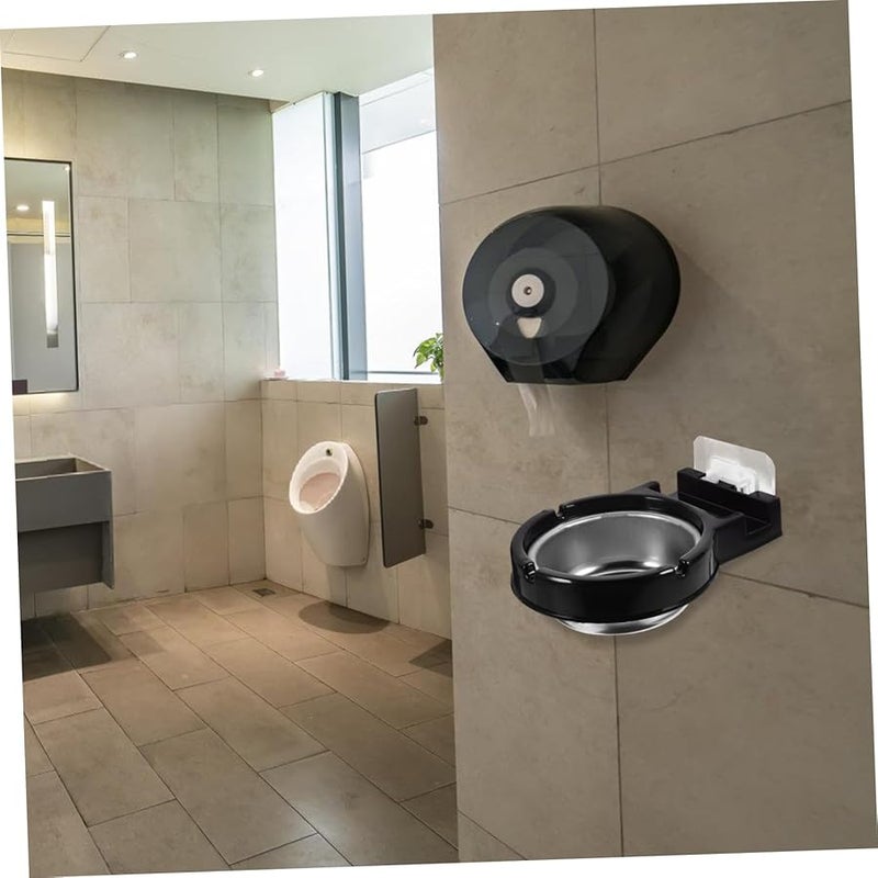 منفضة سجائر سوداء مثبتة على الحائط للاستخدام في الحمامات الخارجية والمنزل للتدخين والسيجار مقاس 13x10x3.5 سم - Image 2